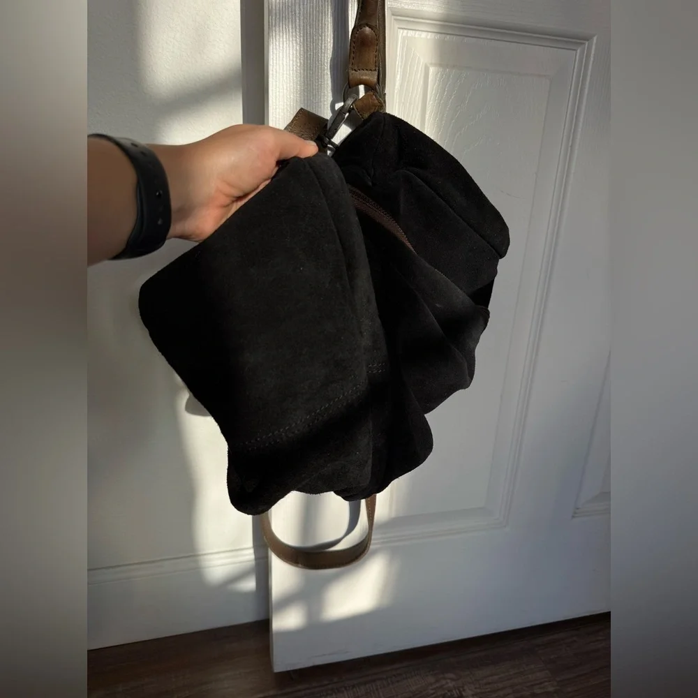 NWT Free People 100% leather suede Black Bag with two handles